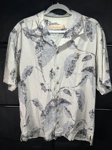 Tommy Bahama Men's XL Ivory with Blue Palm Button Down Short Sleeve Casual Shirt - Picture 1 of 5
