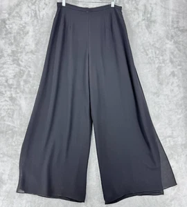 JS Collections Pants Womens 12 Wide Leg Side Slit Evening Event Semi Sheer Black - Picture 1 of 10