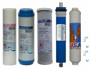 Full 5 stage Reverse Osmosis Replacement Filter set with 50 GPD membrane - Picture 1 of 1