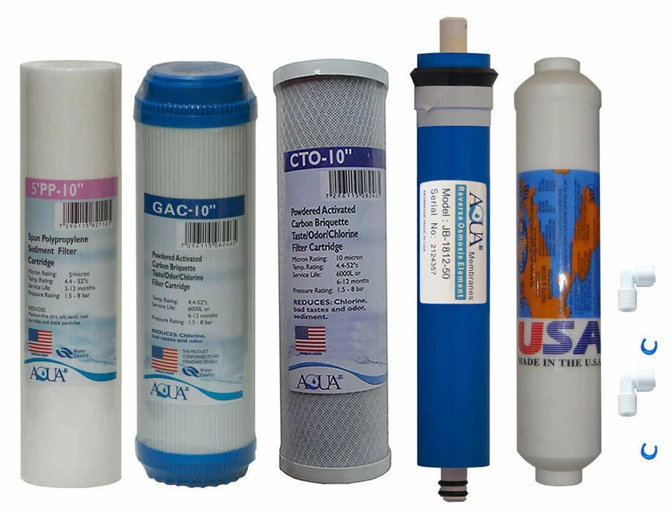 Full 5 stage Reverse Osmosis Replacement Filter set with 50 GPD membrane - Image 1 of 1