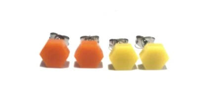 Sechseckig Ohrstecker Ohrringe Acryl Auf 316L Chirurgenstahl Pfosten 8mm - Bild 1 von 4