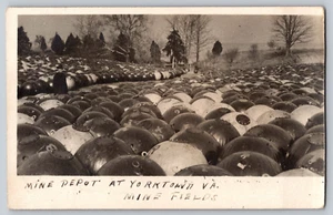 Cartolina RPPC Mine Depot at Yorktown VA Mine Fields Mine Barrage WWI - Foto 1 di 2