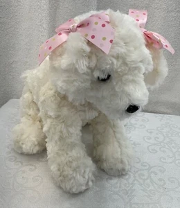 Bearington Collection Plush White Dog With Pink Bow & Collar 10" - Picture 1 of 6