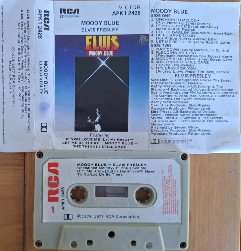 Elvis Presley - Moody Blue Screw Case Paper Labels 1977 Aus 10 Track Cassette EX - Image 1 of 1