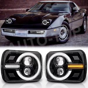 Pair 7x6'' 5x7'' LED Headlights DRL Turn Signals For 1984-1996 Chevy Corvette C4 - Picture 1 of 10