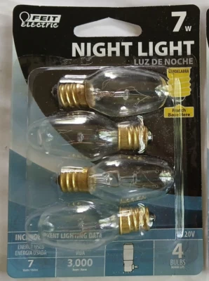 Feit 4 Pack 7 W Clear C7 Candelabra Base 120v Night Light Toys Appliance Bulbs - Image 1 of 2