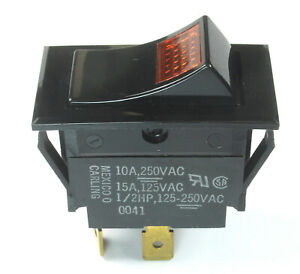 CARLING TECHNOLOGIES Amber Illuminated Rocker Switch, SPST, 10Amps 250VAC, 1/2HP