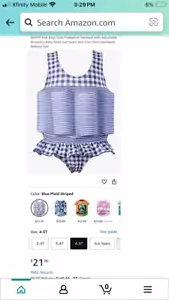 Idopip Girls Flotation Swimsuit with Adjustable Bouyancy Baby Float Vest - Picture 1 of 2