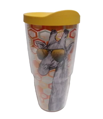 24 oz Sunny Giraffe in Shades Tumbler U.SA. TERVIS Acrylic Drinking Cup Orange - Image 1 of 4
