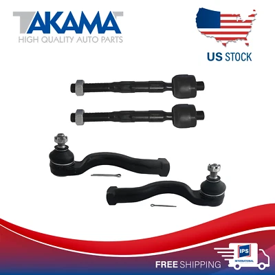 4 pcs KIT Front Outer & Inner Tie rod Ends For 2001-2006 Mitsubishi Montero - Image 1 of 4