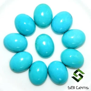 9x7 mm Natural Sleeping Beauty Turquoise Oval Cabochon Lot 10 Pcs Loose Gemstone - Picture 1 of 6
