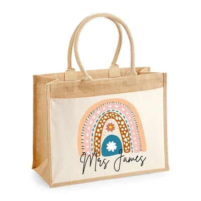 Personalised Teacher Jute Bag Gift | Large Tote | Thank You End of Term #TD - Image 1 of 4