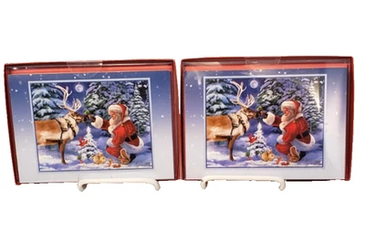 2 Packs Christmas Cards Leanin' Tree 20 Total Forest Animals Santa Feeding Deer - Image 1 of 3