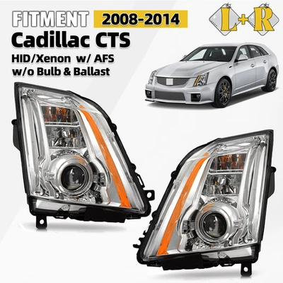 For 2008-2014 Cadillac CTS HID/Xenon Headlight w/ LED DRL w/ AFS Left+Right Pair - Image 1 of 4