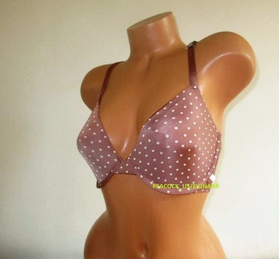 Camiseta sexy Victoria's Secret lisa sem forro semi sutiã 32C 32DDD 34DDD bolinhas nova com etiquetas - Imagem 1 de 4