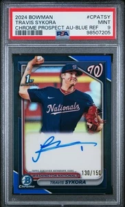 2024 Bowman Chrome Blue Refractor /150 Travis Sykora Autograph PSA 9 - Picture 1 of 2