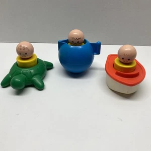 1970s Fisher Price Jumbo Little People Bath Tub Toys Boat Turtle Teapot Complete - Picture 1 of 24