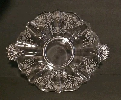 Vintage Fostoria Meadow Rose Etch Handled Cake Plate Platter 12.5”Across Handle - Image 1 of 4