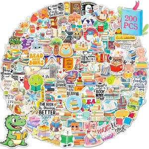 STKJoviale 200 PCS Book Stickers for Kids, Reading Multi-colored  - Picture 1 of 7