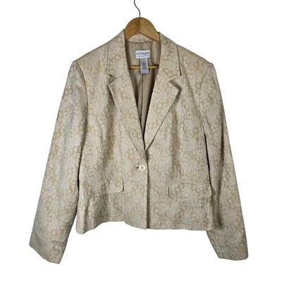 Blazer floral Villager Liz Claiborne para mujer talla 18 carrera negocios informal Foto 1 de 4