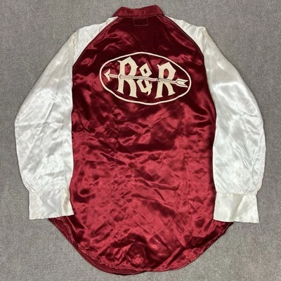 Vintage 50s Champion Running Man Silk Button Up Shirt Mens Medium Rockabilly - Image 1 of 4