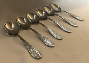 WATERFORD - LISMORE - STAINLESS - 6 SOUP SPOONS - FLATWARE SILVERWARE - Picture 1 of 9