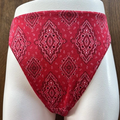 Panty de Colección Warner's Silky Hecho para Viernes Pierna Alta Grande #55158 Rojo Geométrico Nuevo sin Etiquetas Foto 1 de 4