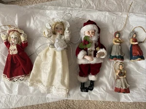 Enesco Adornos de Navidad 6 Muñecas Santa Bisque Taiwán - Imagen 1 de 11