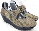 Bernie Mev Gold Woven Criss-Cross Mary Jane Wedge Shoes Euro 40 Womens US 9.5