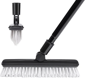2 Pack Grout Brush with Long Handle 50 Inches, Swivel Floor Scrub Broom - Picture 1 of 11