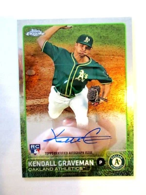 2015 Topps Chrome Kendall Graveman Rookie Auto #AR-KG Oakland A’s RC - Image 1 of 2