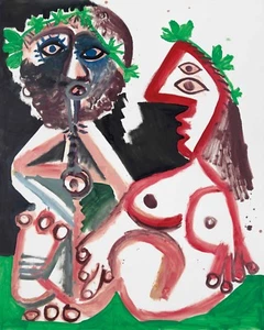 PABLO PICASSO Poster or Canvas Print "Joueur de Flute et Femme Nue" - Picture 1 of 1