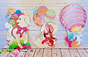 Tre decorazioni pasquali vintage animate da appendere e cesto pasquale di cartoncino - Foto 1 di 14