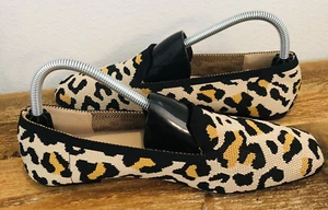 New Cuccoo Womens 40 / 9.5 Leopard Animal Print Knit Fabric Slip On Ballet Flats - Picture 1 of 8