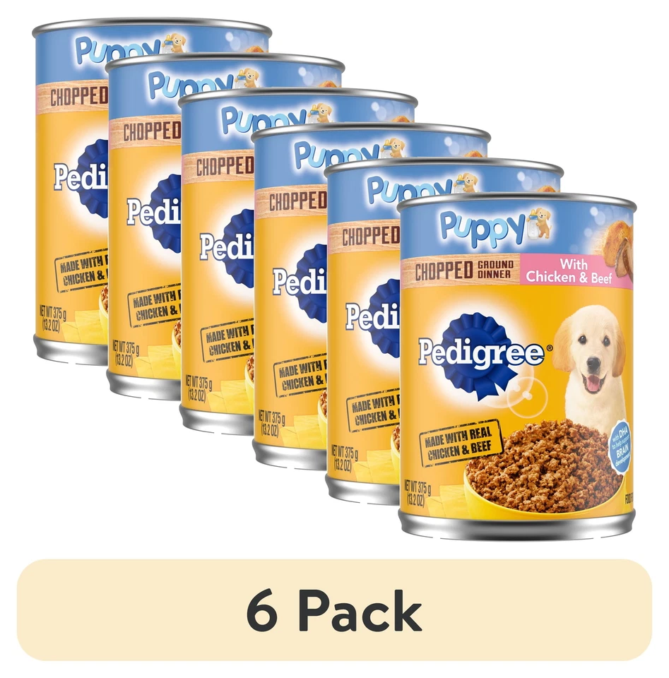(6 pack) Chopped Ground Dinner Chicken and Beef Wet Dog Food for Puppies - Image 1 of 4