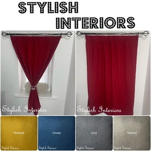 Herringbone Tweed Curtain Pair 3" Pencil Pleated Headed Tape HandMade Home Decor - Picture 1 of 23