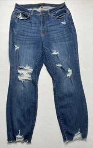 Judy Blue Women’s 14W Distressed Boyfriend Jeans Medium Wash Stretch Denim JB822 - Picture 1 of 6