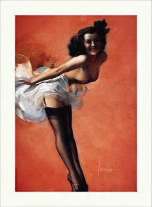 Laughing Girl Rolf Armstrong Rock Wind Schleife Schwarz Kunstdruck Pin Up 016 - Bild 1 von 1