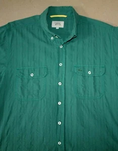 Camel Active Mens Casual Shirt Short sleeve Green Striped cotton Size Large - Picture 1 of 11