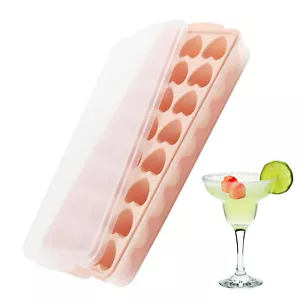 Heart Ice Cube Tray Silicone Ice Molds 24 Grids Ice Trays for Freezer with Lid - Picture 1 of 12