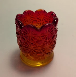 Vintage LE Smith Glass Amberina Daisy and Button Toothpick Holder GLOWS - Picture 1 of 5