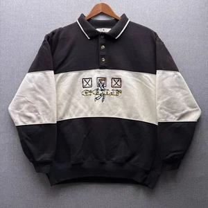 Vintage John Ashford Golf gesticktes Logo Herren M Kragen Sweatshirt Knopfleiste 90er - Bild 1 von 11