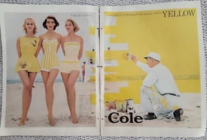 1956 para mujer Cole of California trajes de baño todo playa pintor amarillo anuncio - Imagen 1 de 1