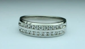 Round 0.50 Ct Natural Diamond Wedding Men's Band 14K Solid White Gold Size 10 11 - Picture 1 of 10