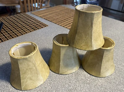 4 pantallas de lámpara de cuero sintético pequeñas de 4" tostadas con venas claras piel como ED GEIN lol Foto 1 de 4