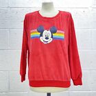Mickey Mouse Red Terry Sweatshirt Disney Rainbow Jumper Lounge Soft Y2k Uk S