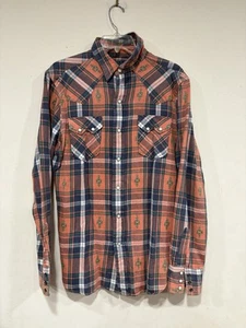 Polo Ralph Lauren Aztec Western Button Up Flannel Shirt Pearl Snap Size Medium - Picture 1 of 8