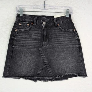 Neu mit Etikett American Eagle superhoher A-Linien-Minirock schwarz Denim Stretch Damen 0 - Bild 1 von 4