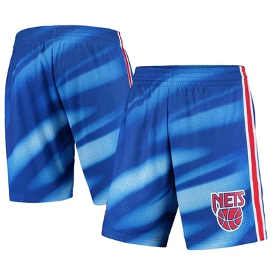 Men's Mitchell & Ness Blue New Jersey Nets Hardwood Classics Swingman Shorts - Image 1 of 4