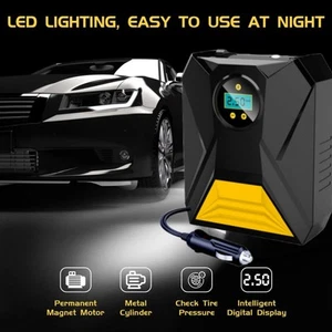 12V Electric Car Tyre Inflator 150PSI Portable Digital Air Compressor Pump Black - Picture 1 of 15
